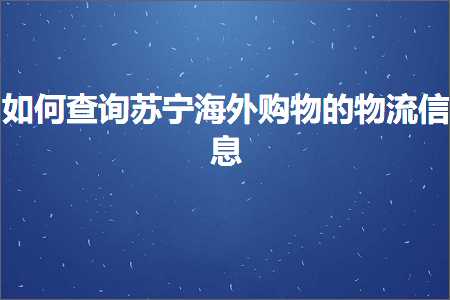 独立网站推广 跨境电商知识:如何查询苏宁海外购物的物流信息